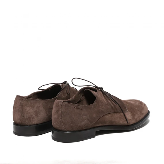Scarpa legata derby in suede caffè