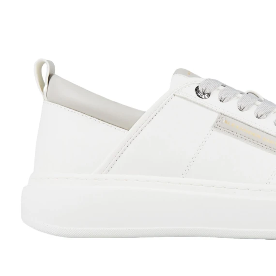 Sneakers Eco-Wembley in pelle vegetale bianca e sperone grigio perla