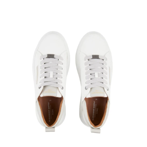 Sneakers Eco-Wembley in pelle vegetale bianca e sperone grigio perla