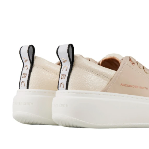 Sneakers Eco-Wembley in pelle vegetale beige e topponcino lucido beige