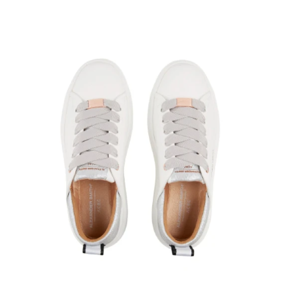 Sneakers Eco-Wembley in pelle vegetale bianca lacci grigi