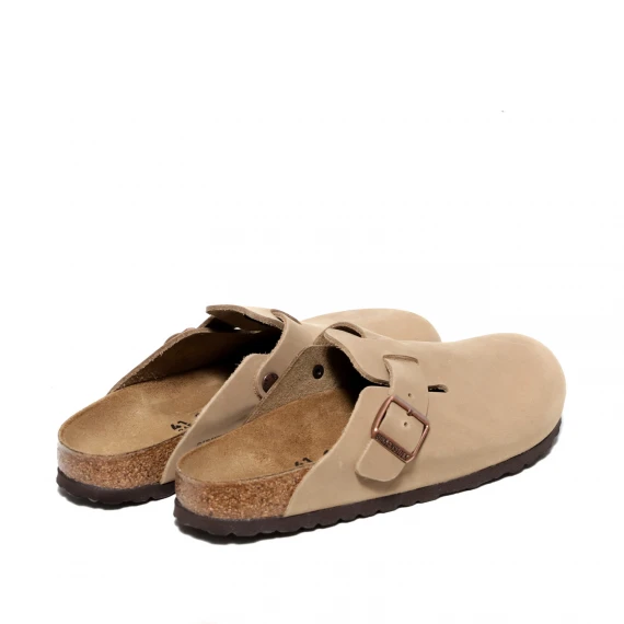 Ciabatta a sabot in pelle di nabuck beige