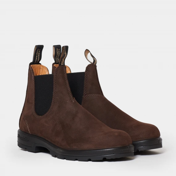 Stivaletto Blundstone in nabuck marrone con elastici laterali neri
