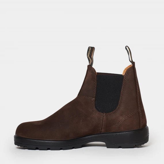 Stivaletto Blundstone in nabuck marrone con elastici laterali neri
