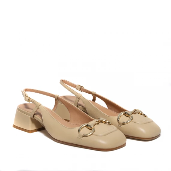 Slingback in morbida pelle beige