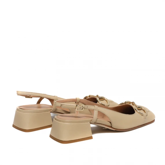 Slingback in morbida pelle beige