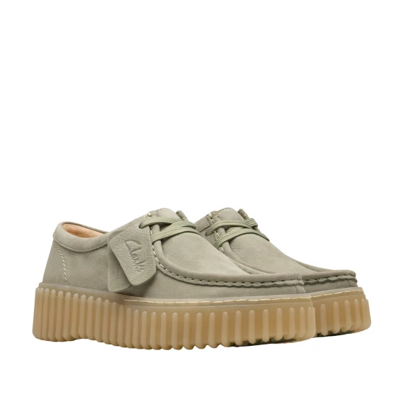 Scarpa legata Torhill in morbido nabuk verde chiaro