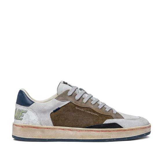 Sneakers Chelsea in pelle bianca e canvas militare
