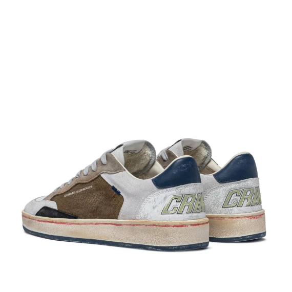 Sneakers Chelsea in pelle bianca e canvas militare