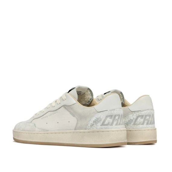 Sneakers Chelsea in pelle bianca con riporti vintage in tinta