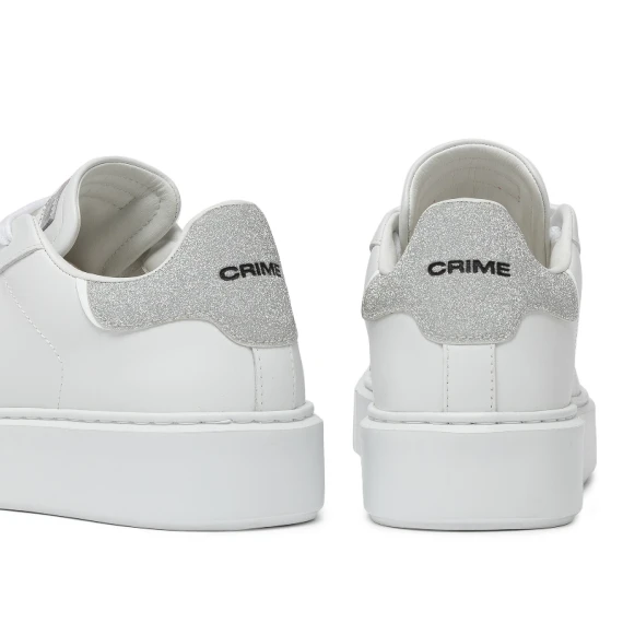 Sneakers Extralight in pelle bianca e top posteriore in galaxy argento