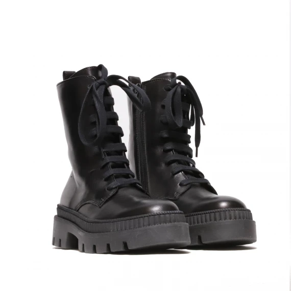 Stivaletto anfibio in vitello nero