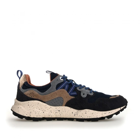 Sneakers Yamano blu navy e inserti beige e grigi