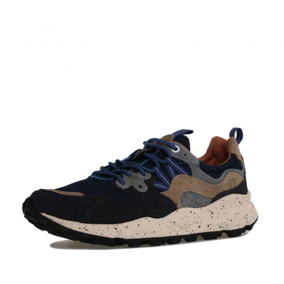 Sneakers Yamano blu navy e inserti beige e grigi