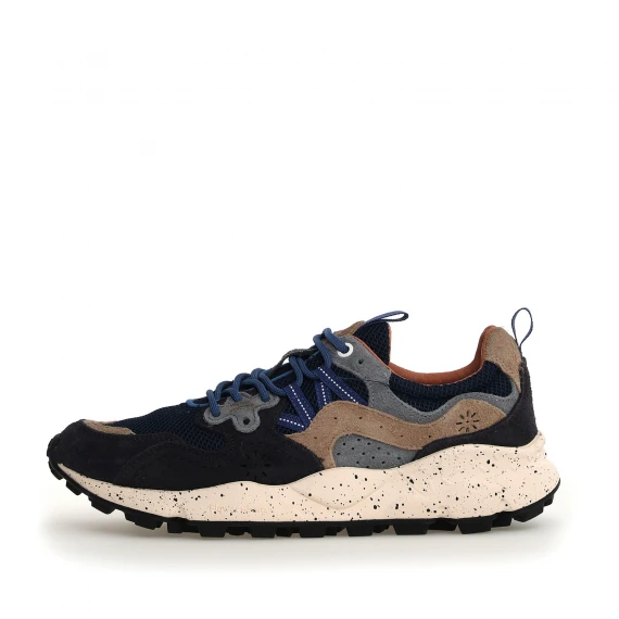Sneakers Yamano blu navy e inserti beige e grigi