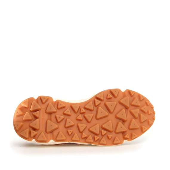 Sneakers Yamano in suede verde grigio e inserti cuoio arancio