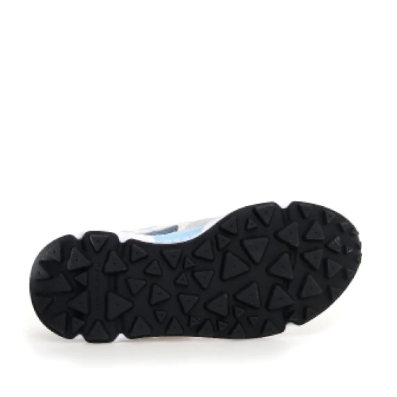 Sneakers Yamano in suede grigio e inserti azzurri e tessuto tecnico bianco