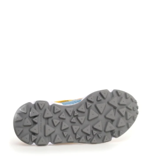 Sneakers Yamano in suede beige e tessuto verde oliva