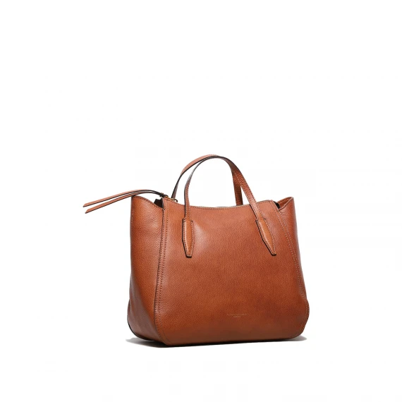 Borsa in pelle miele con 2 manici