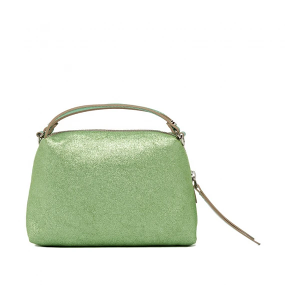 Borsetta Alifa in suede lurex verde mela