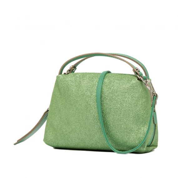 Borsetta Alifa in suede lurex verde mela