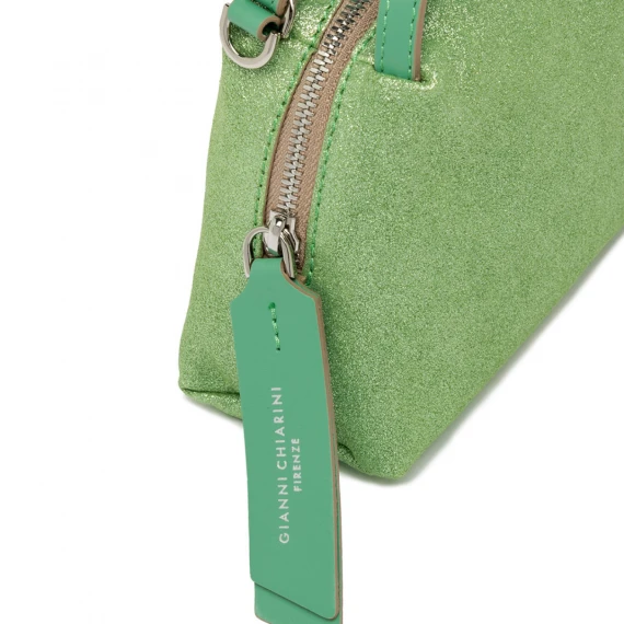 Borsetta Alifa in suede lurex verde mela