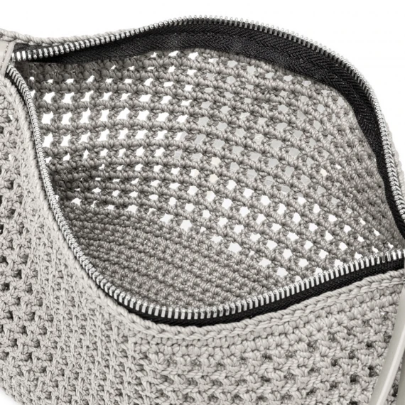 Borsa clutch in tessuto a uncinetto perla