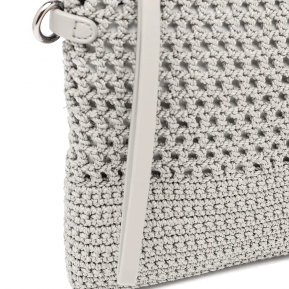 Borsa clutch in tessuto a uncinetto perla