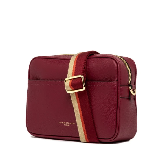 Borsa a tracolla Nina in pelle martellata bordeaux