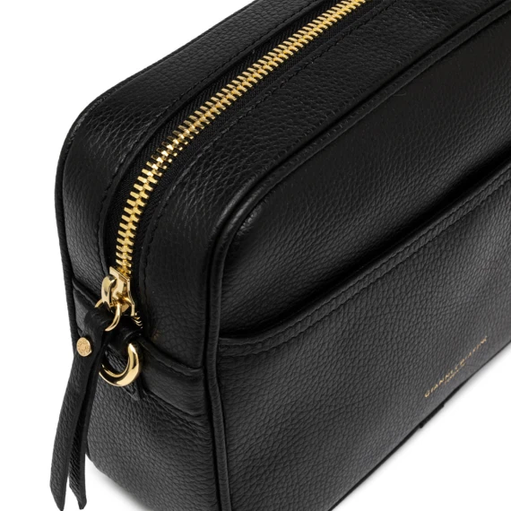 Borsa a tracolla Nina in pelle martellata nera