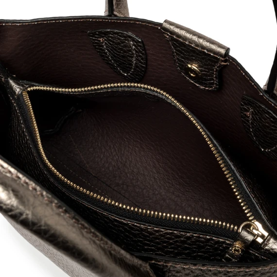 Borsa Aretha in pelle double peltro e t.moro a grana maxi