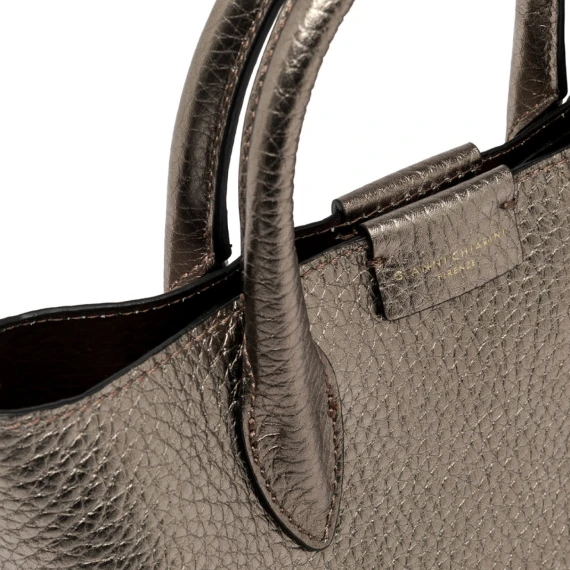 Borsa Aretha in pelle double peltro e t.moro a grana maxi