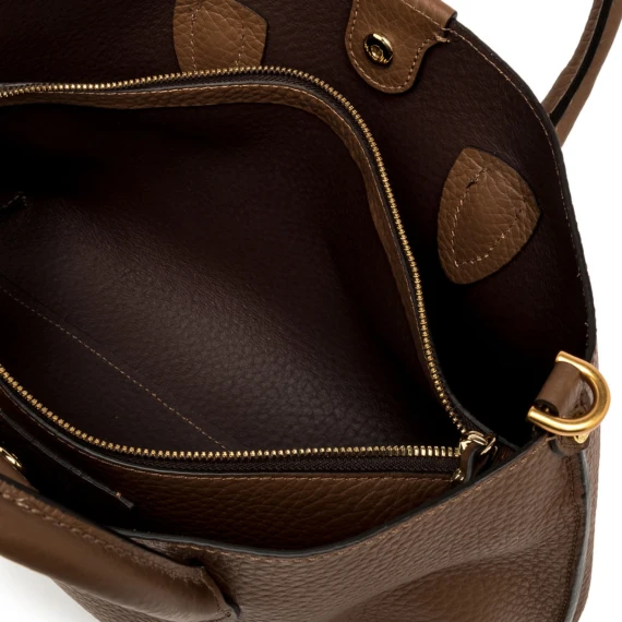 Borsa Aretha in pelle double castoro e t.moro a grana maxi