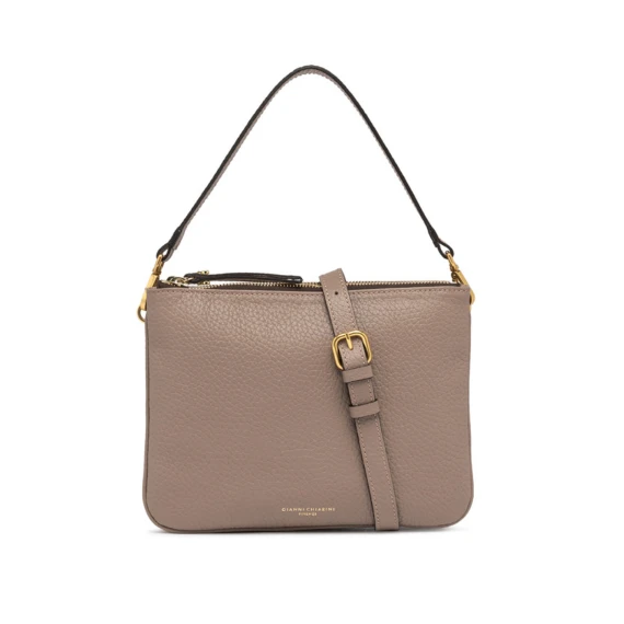 Borsa a tracolla Frida in pelle tortora a grana maxi