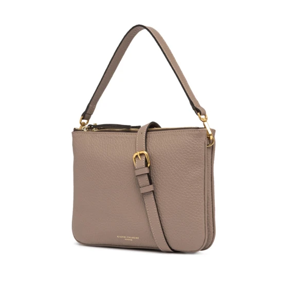 Borsa a tracolla Frida in pelle tortora a grana maxi