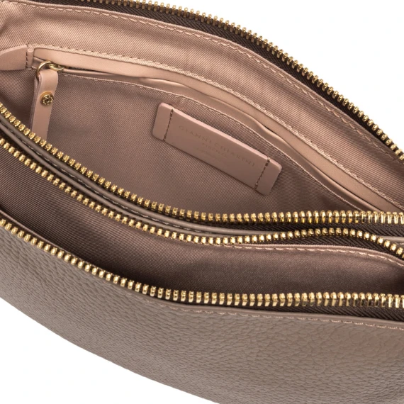 Borsa a tracolla Frida in pelle tortora a grana maxi