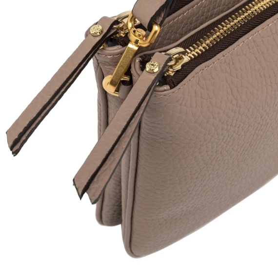 Borsa a tracolla Frida in pelle tortora a grana maxi