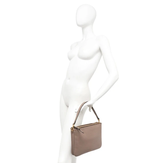 Borsa a tracolla Frida in pelle tortora a grana maxi