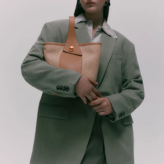 Borsa a secchiello Ester in pelle nature