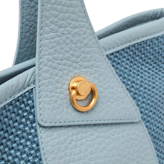 Borsa a secchiello Ester in rafia celeste