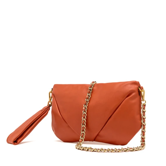 Borsa a tracolla Allegra in pelle corallo