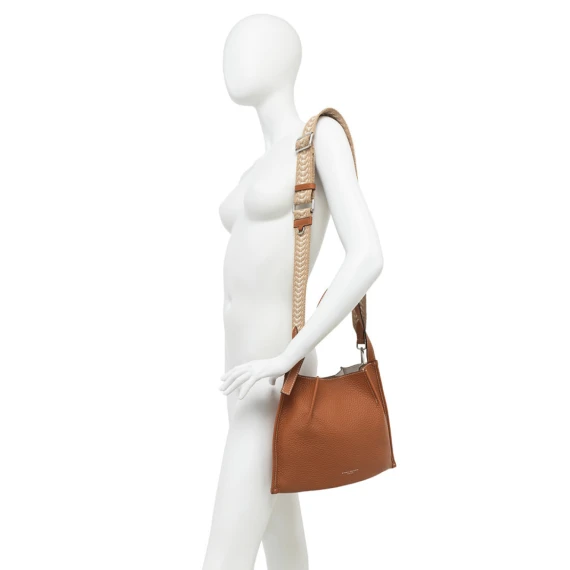Borsa a spalla Dory in pelle caramello