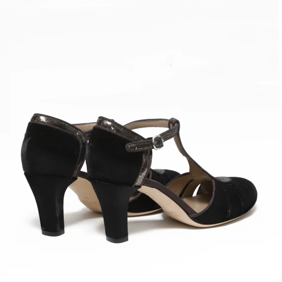 Scarpa charleston in velluto nero