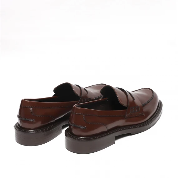 Mocassino con mascherina in pelle spazzolata marrone