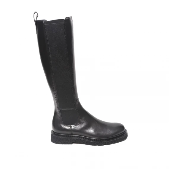 Stivale in nappa nera con elastico laterale
