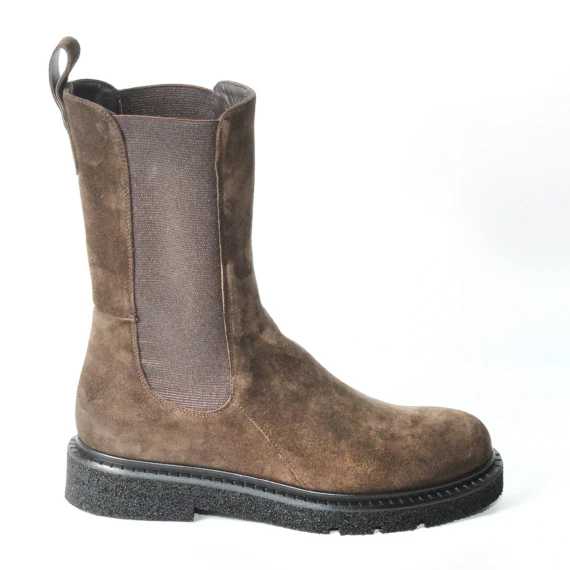 Stivaletto con elastici in suede ebano