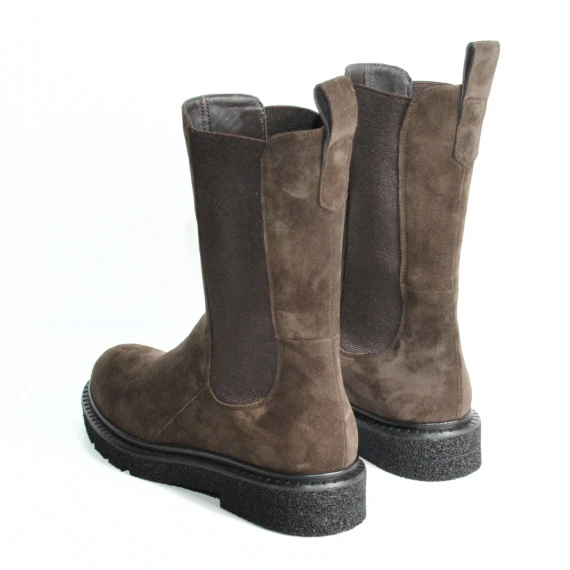 Stivaletto con elastici in suede ebano