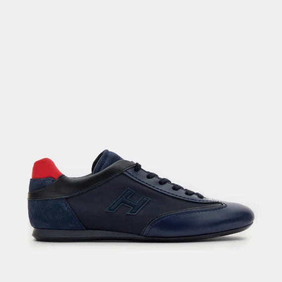 Sneaker Olympia in pelle e tessuto tecnico blu