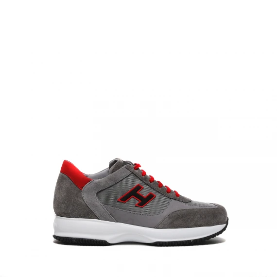 Sneaker Hogan Interactive in suede e tessuto tecnico grigio