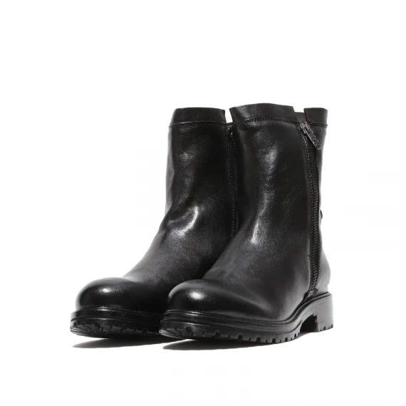 Stivaletto in pelle nera e doppia zip